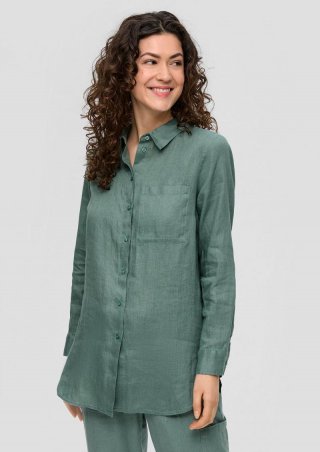 s.Oliver Lange Bluse aus Leinen - helles petrol