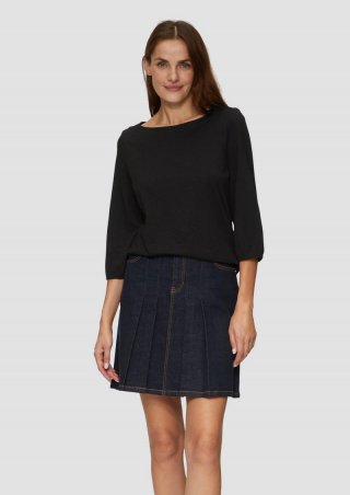 s.Oliver Baumwollshirt mit U-Boot-Ausschnitt - schwarz
