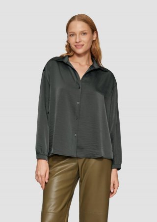 s.Oliver Satinierte Bluse mit V-Ausschnitt - anthrazit