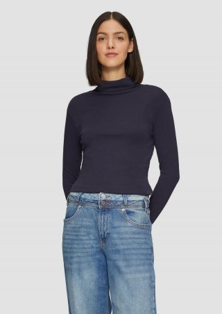 s.Oliver Elastisches Langarmshirt mit Rollkragen - navy