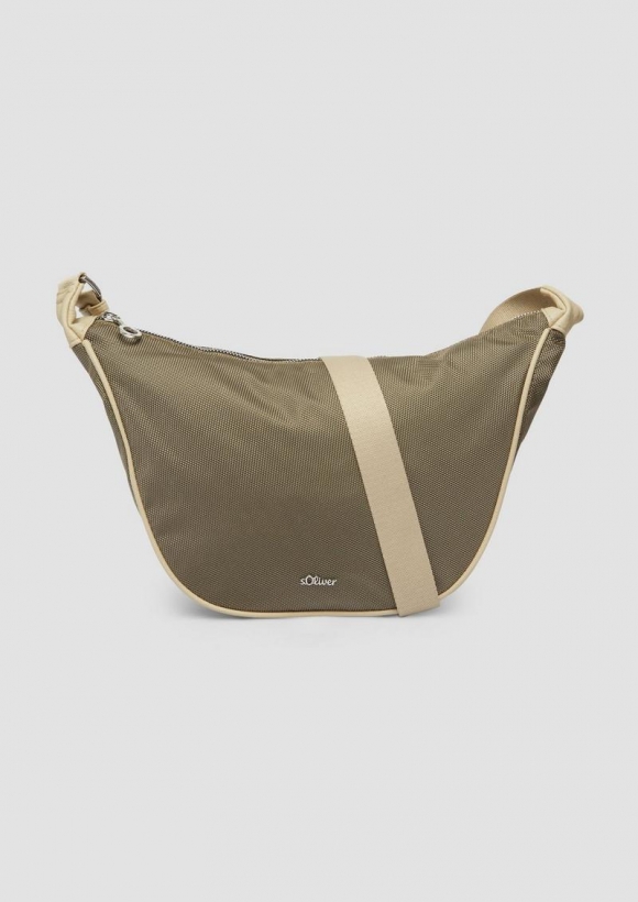 s.Oliver Halbmondtasche mit Reißverschlussfach und Logo - helles beige