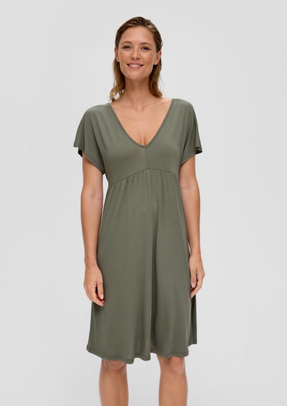 s.Oliver Viskose-Strandkleid mit Rückenausschnitt - helles olivgrün