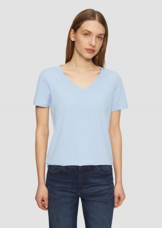 s.Oliver T-Shirt mit V-Ausschnitt - hellblau