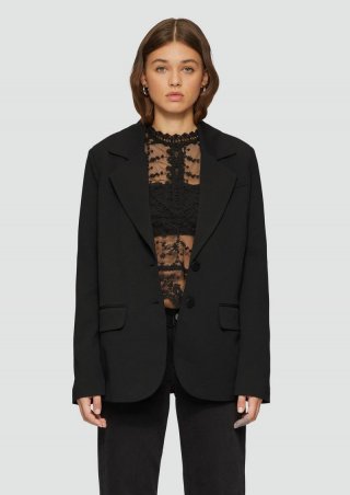 s.Oliver Blazer mit Reverskragen und Pattentaschen - schwarz