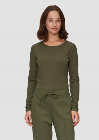 s.Oliver Longsleeve aus Baumwollstretch - olivgrün