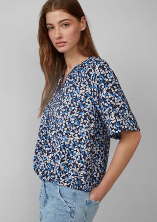 s.Oliver Strukturierte Bluse mit Halbarm im O-Shape - navy