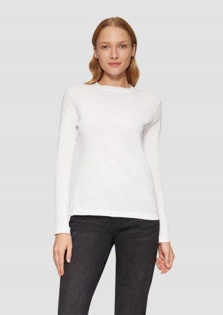 s.Oliver Langarmshirt mit Muschelkante - weiß