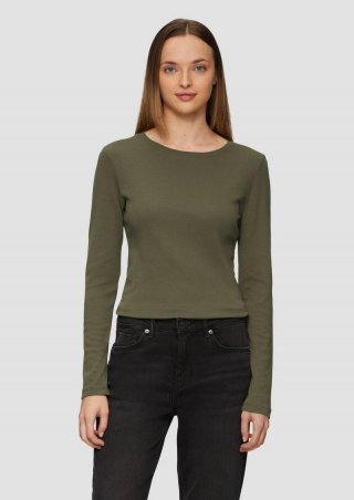 s.Oliver Langarm-Shirt im Slim Fit - olivgrün