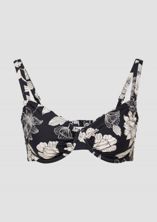 s.Oliver Floral gemustertes Bügel-Bikinitop Mix & Match - schwarz