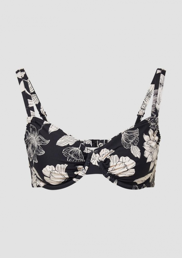 s.Oliver Floral gemustertes Bügel-Bikinitop Mix & Match - schwarz