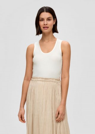 s.Oliver Tanktop mit Satin-Detail - creme