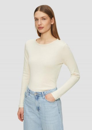 s.Oliver Baumwoll-Longsleeve im Slim Fit - beige