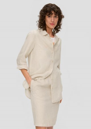 s.Oliver Lange Hemdbluse aus Leinen - beige