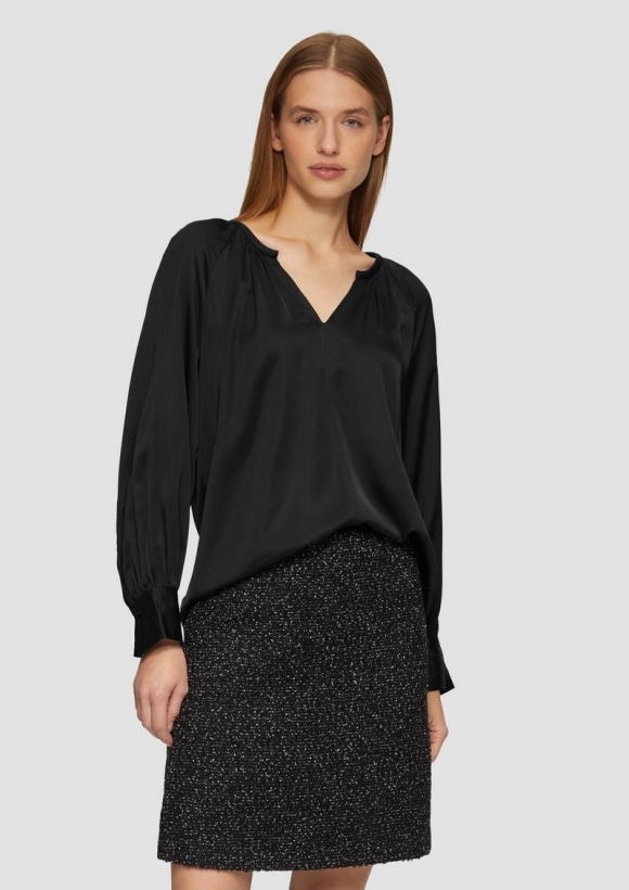 s.Oliver Satinbluse im Relaxed Fit - schwarz