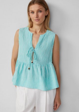 s.Oliver Ärmellose Bluse im Relaxed Fit mit Bindedetail - türkis