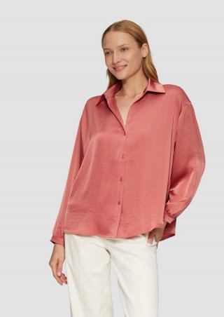 s.Oliver Satinierte Bluse mit V-Ausschnitt - papaya