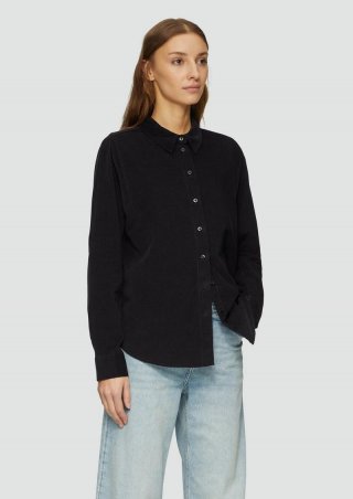 s.Oliver Cordbluse im Relaxed Fit mit Naht-Details - schwarz