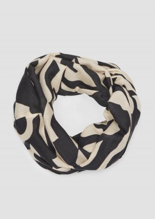 s.Oliver Lässiger Loop Schal aus Viskose mit All-over-Print - schwarz