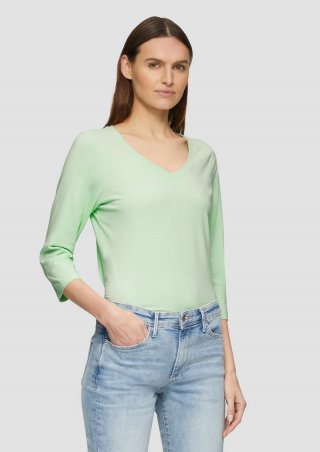 s.Oliver Jerseyshirt mit V-Ausschnitt und 3/4-Ärmeln - ozeangrün