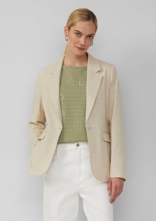 s.Oliver Slim-Fit-Blazer aus Leinenmix - helles beige