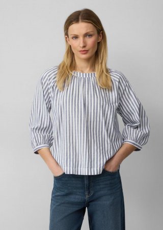 s.Oliver Streifenbluse mit Raffung und Schleife - royalblau