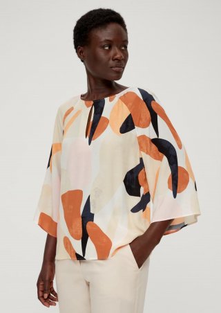 s.Oliver Viskosebluse mit Crêpestruktur - ecru