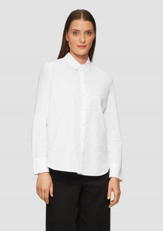 s.Oliver Hemdbluse im Relaxed Fit mit Applikation - weiß