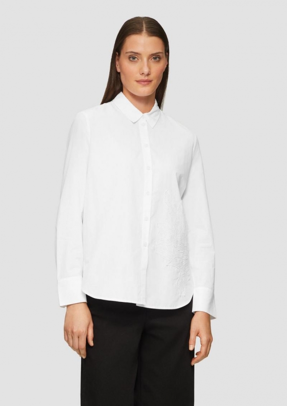 s.Oliver Hemdbluse im Relaxed Fit mit Applikation - weiß