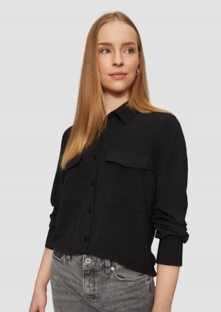 s.Oliver Lässige Hemdbluse mit aufgesetzten Taschen - schwarz
