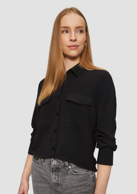 s.Oliver Lässige Hemdbluse mit aufgesetzten Taschen - schwarz