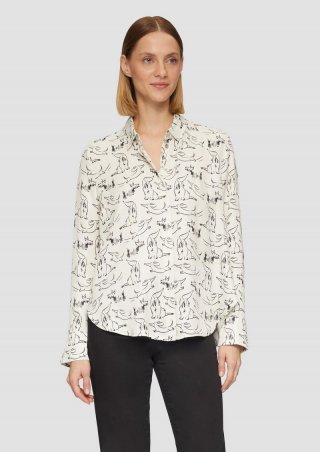 s.Oliver Satinierte Viskosebluse mit All-over-Print - ecru