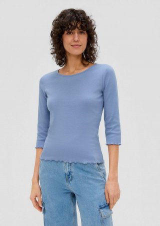 s.Oliver 3/4-Ärmel-Shirt mit Rollsaum - blassblau