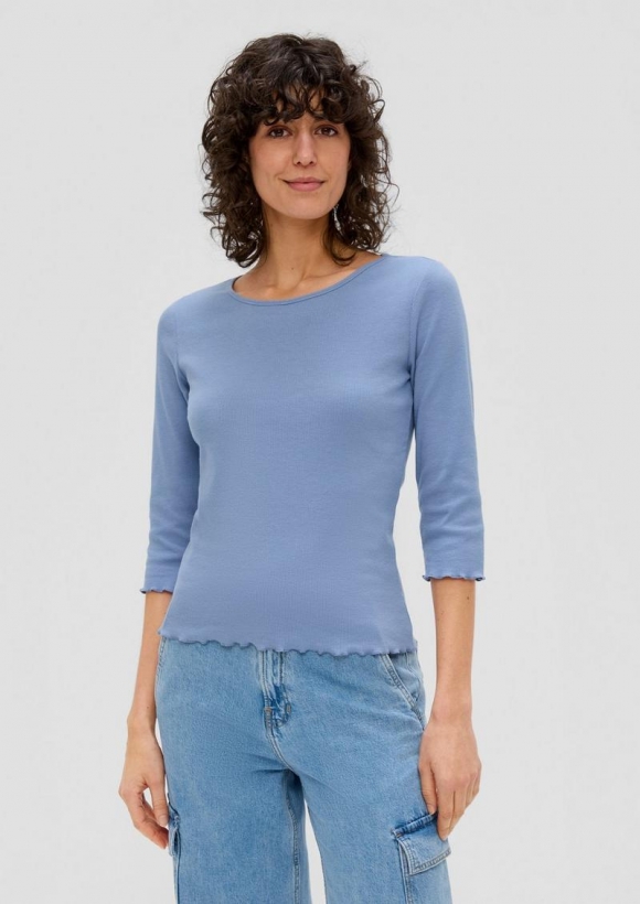 s.Oliver 3/4-Ärmel-Shirt mit Rollsaum - blassblau