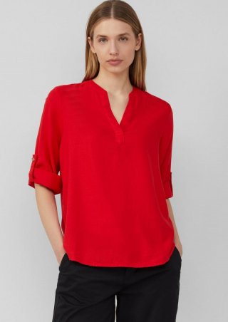 s.Oliver Leinenmix-Bluse mit Turn-up - rot