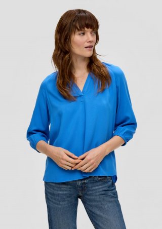 s.Oliver Viskosebluse mit Dobby-Struktur - royalblau