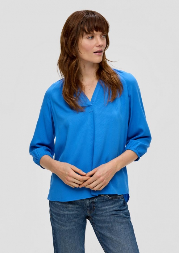 s.Oliver Viskosebluse mit Dobby-Struktur - royalblau