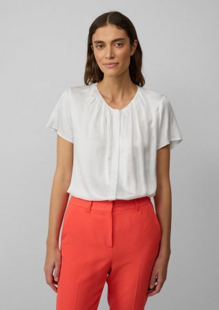 s.Oliver Satinbluse aus Viskose mit verdeckter Knopfleiste - creme