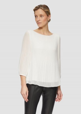 s.Oliver Plisseebluse mit 3/4-Arm - creme