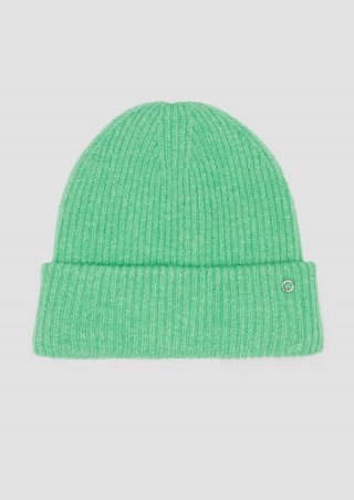 s.Oliver Beanie mit Umschlag und Logo-Detail - limettengrün