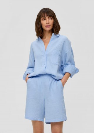 s.Oliver Relaxed-Fit-Hemdbluse mit Musterstruktur - himmelblau