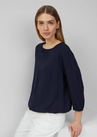 s.Oliver Strukturierte Viskose-Bluse mit Raff-Details - navy