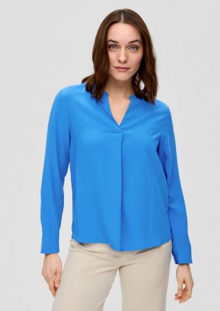 s.Oliver Viskosebluse mit Tunika-Ausschnitt - royalblau