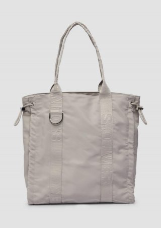 s.Oliver Shopper mit Logo und Kordelzug-Details - taubengrau