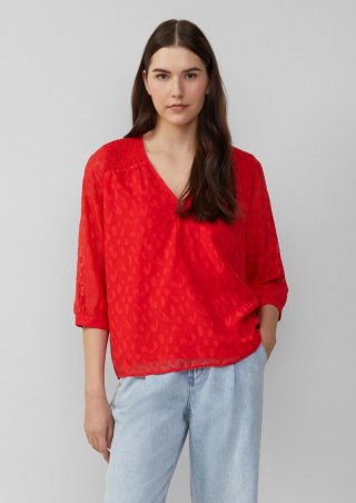 s.Oliver Bluse aus Struktur-Chiffon im Relaxed Fit - rot