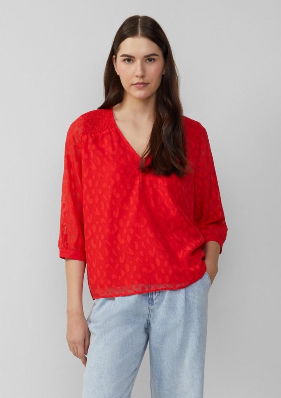 s.Oliver Bluse aus Struktur-Chiffon im Relaxed Fit - rot