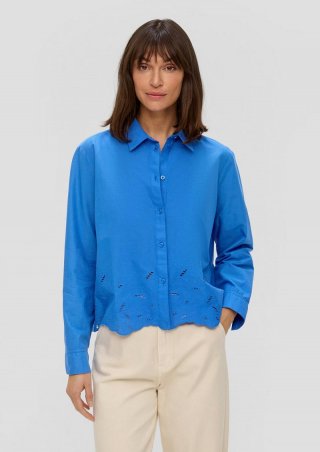 s.Oliver Langarmbluse mit Broderie Anglaise - royalblau