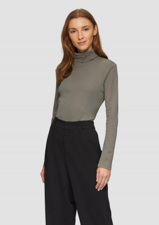 s.Oliver Elastisches Langarmshirt mit Rollkragen - karamell