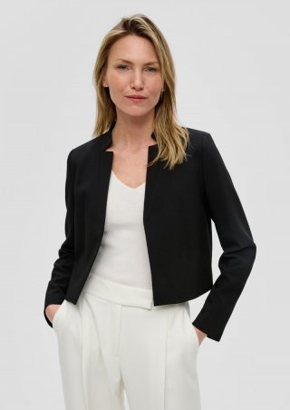 s.Oliver Cropped Blazer mit Haken-Verschluss - schwarz