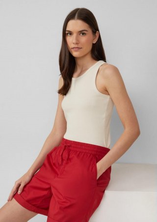 s.Oliver Ripp-Top im Slim Fit mit Stickerei - natur
