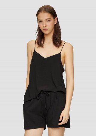 s.Oliver Bluse aus Satin mit V-Neck - schwarz